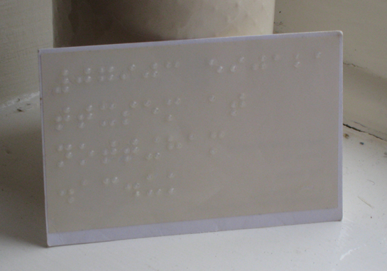 University business card with braille: reverse view.